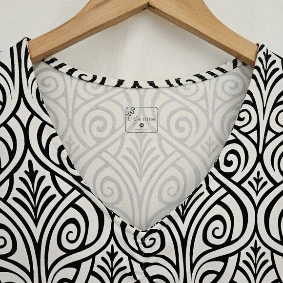 Title Nine Black and White Sheath Midi Dress V-Neck - Picture 2 of 10